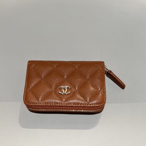 New zippy Cardholder camel small caviar light gold hardware 187 king