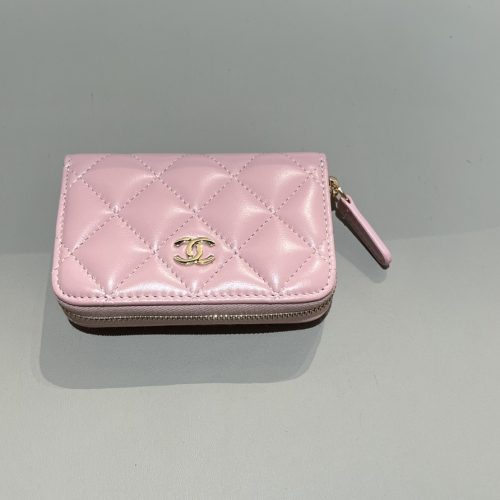 New zippy Cardholder pink lambskin light gold hardware 187 king