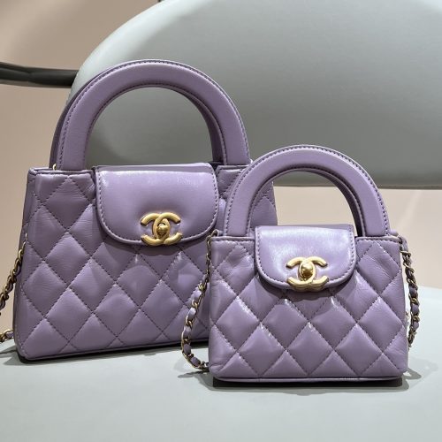 23K Kelly Bag Purple Shiny Aged Calfskin Leather -187 King Version