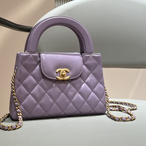 23K Kelly Bag Mini Purple Shiny Aged Calfskin Leather -187 King Version