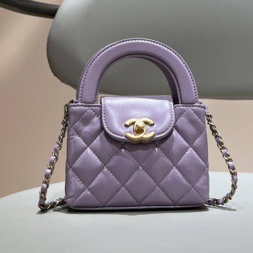 23K Kelly Bag Nano Purple Shiny Aged Calfskin Leather -187 King Version