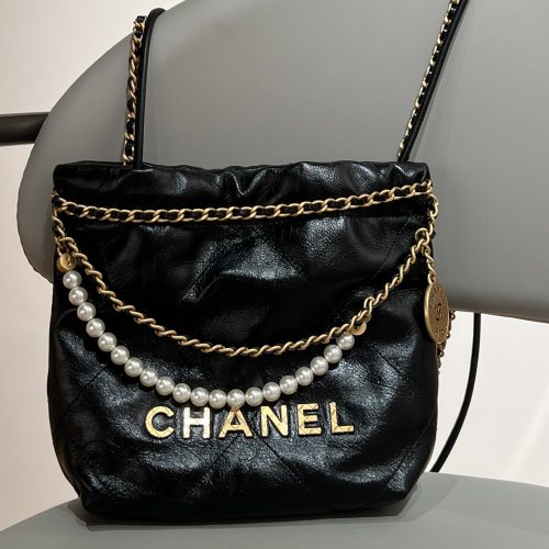 22bag with pearl mini black calfskin gold hardware 187 king