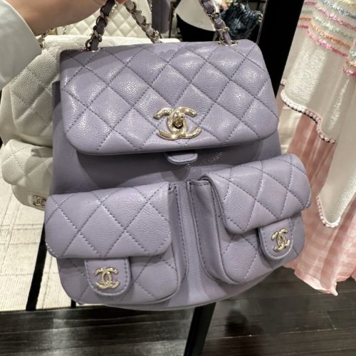 23p Purple Grained Shiny Calfskin Backpack 187 king