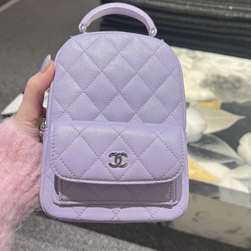 Mini CC Purple Quilted Caviar Leather Backpack 187 king