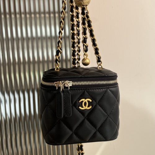 Gold ball Vanity Bag Mini Black Lamskin 187 king