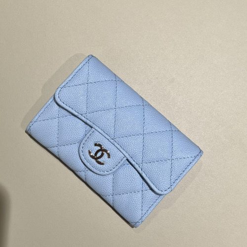 New Cardholder Light Blue small caviar leather silver hardware 187 king