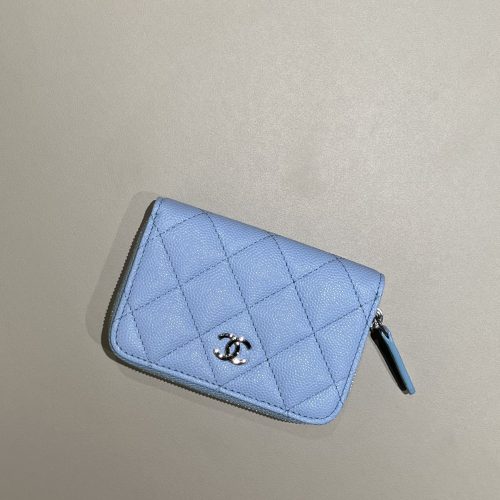 New Cardholder Light Blue small caviar leather silver hardware 187 king