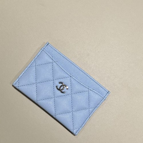 New Cardholder Light Blue small caviar leather silver hardware 187 king