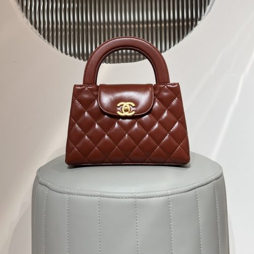 23K Kelly Bag Mini Brown Shiny Aged Calfskin Leather -187 King Version