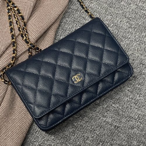 WOC navy caviar gold hardware 187 king